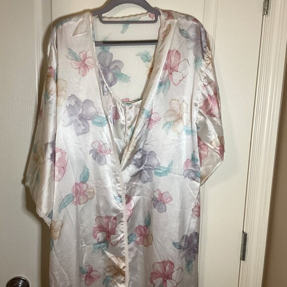 Vintage Carolyn Holt Renfrew Women's Maxi Nightgown & Robe Set Size L Floral - Picture 1 of 12